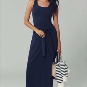 L Space n Anthro toe waist  Navy Blue Maxi Dress nwt M